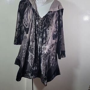 1722  NEW WORLD Velour Blouse Size 2 X